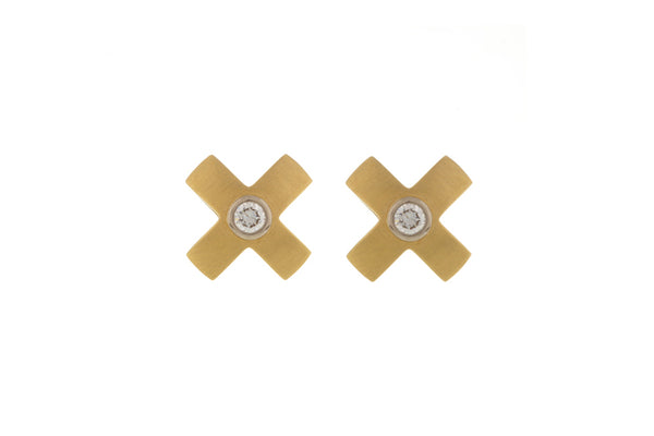 Ohrstecker 750 Gelbgold • Brillant • Kreuz • Vorderansicht