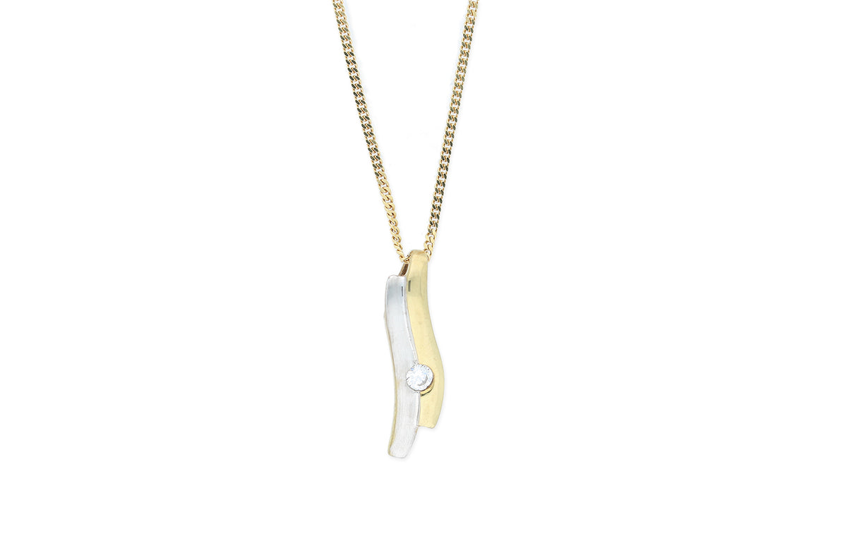 Kette mit Anhänger • 333 Gelb- und Weißgold • Zirkonia
