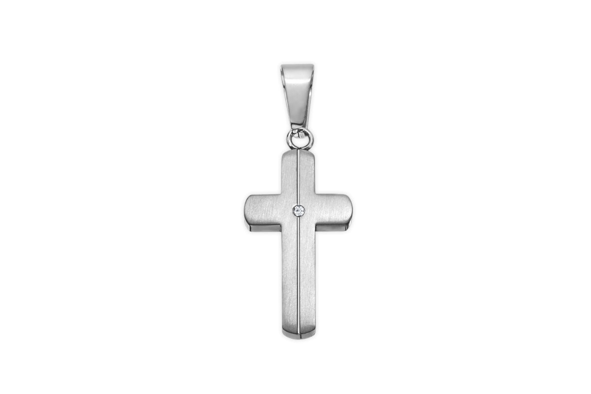 Kreuz Anhänger • Edelstahl • Zirkonia