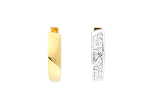 Creolen • 585 Weiß- und Gelbgold • Brillanten