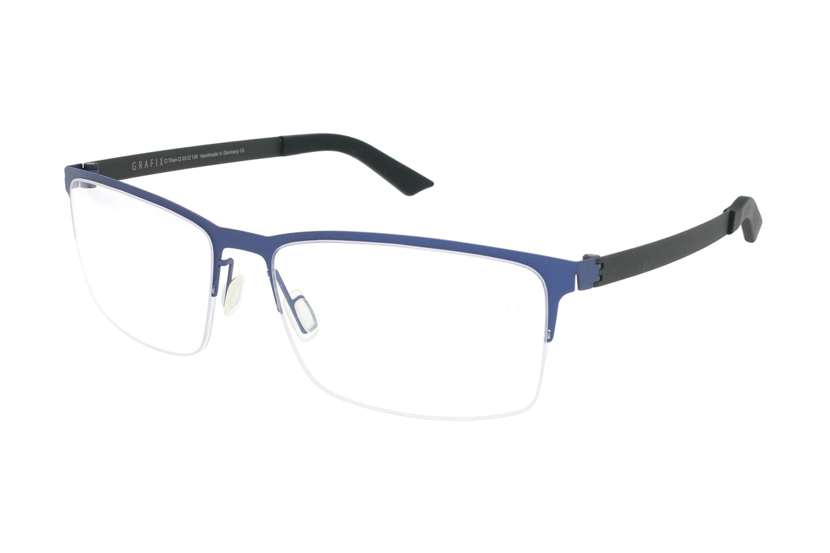 Grafix Brille GX 6112 Navy-Black mit leicht gebogenen Gläsern • Titan