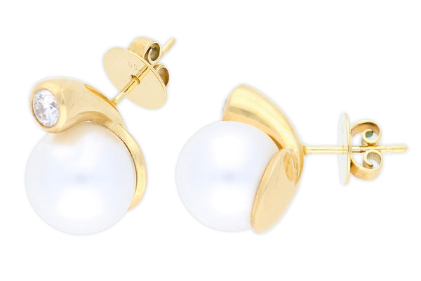 Ohrstecker 750 Gelbgold  • Zuchtperle • Brillant 0,5 ct