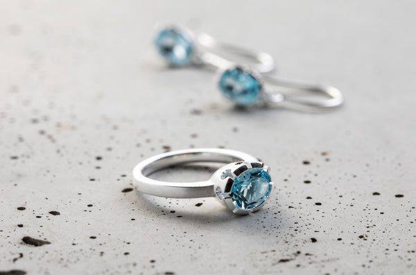 Bastian inverun Ring • Blautopas • Silber 925 rhodiniert • 40001-54