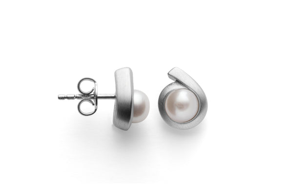 Bastian inverun Ohrstecker • Silber 925 rhodiniert • Perle • 39011