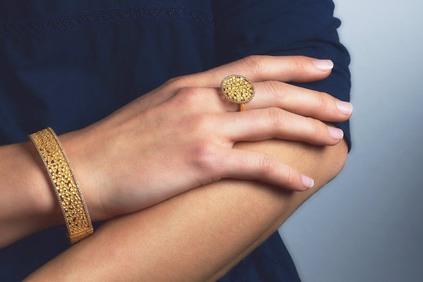 Bernd Wolf Ring Leicasa • 925er Silber 24 Karat Goldplattierung