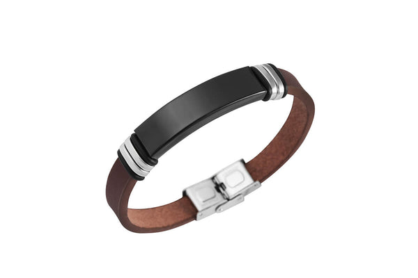 AKZENT Herrenarmband • Edelstahl • Leder • 5040118-002