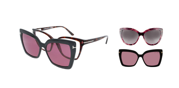 Tom Ford Brille TF5641-B 054 mit ZWEI Magnet Sonnenclips · Braun