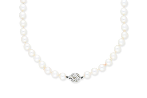 Perlenkette • 585 Weißgold • Diamanten