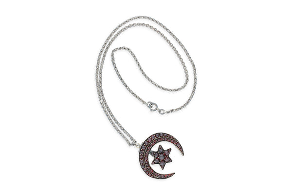 Halskette • Silber • Tombak • Böhmische Granate