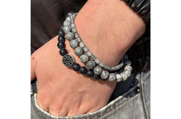 Frank 1967 Herrenarmband • Jaspis • Edelstahl • 7FB-0696