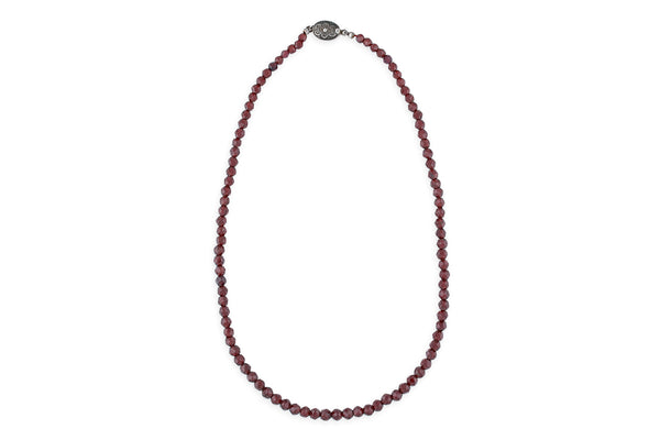 Granat Perlenkette facettiert • 925 Silber