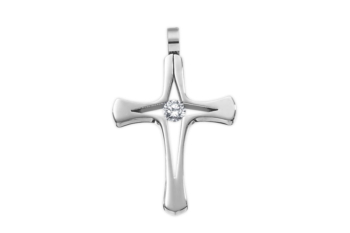 Kreuz Anhänger • Edelstahl • Zirkonia