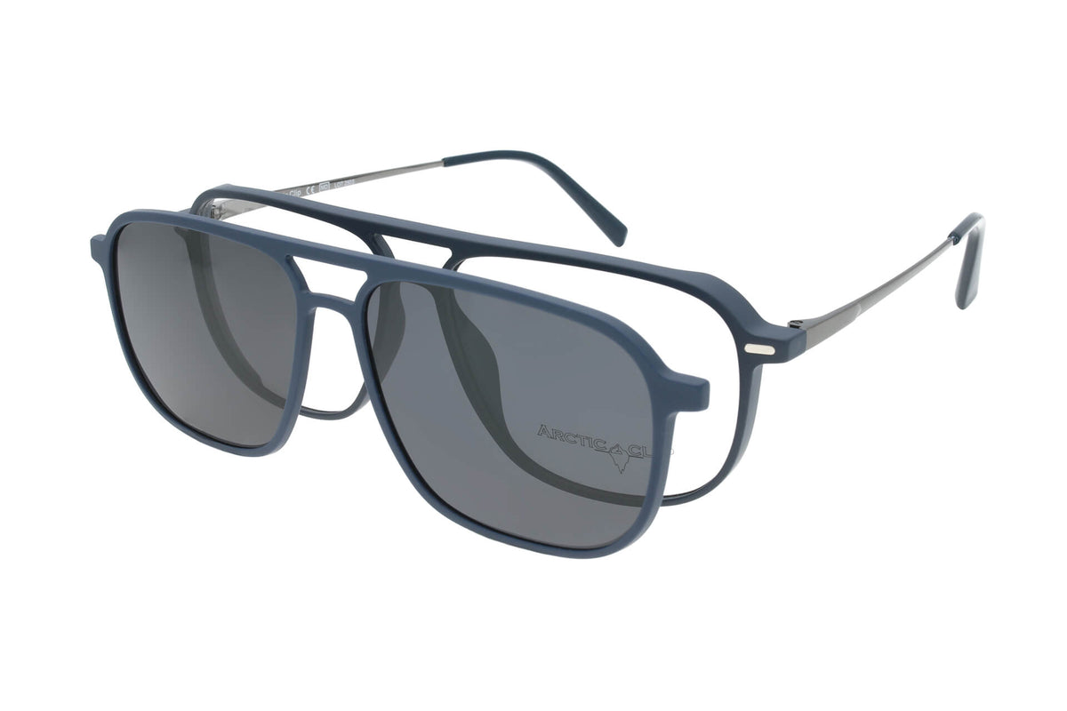 Arctic Clip Brille S2116 C3 mit polarisiertem Magnet Sonnenclip · Blau