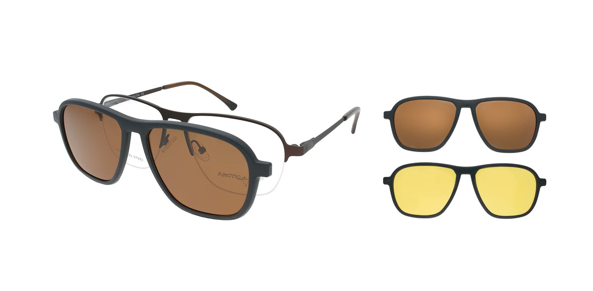 Spar-Set: Arctic Clip Brille 69964 C5 mit 2 polarisierten Sonnenclips