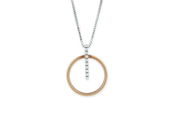 Halskette mit Anhänger • 333 Weiß- und Rotgold • Diamanten