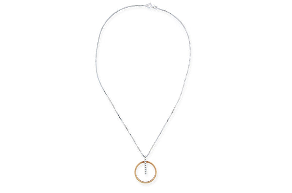 Halskette mit Anhänger • 333 Weiß- und Rotgold • Diamanten