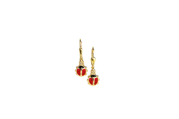 Palido Ohrhänger Marienkäfer • 333 Gold • Emaille