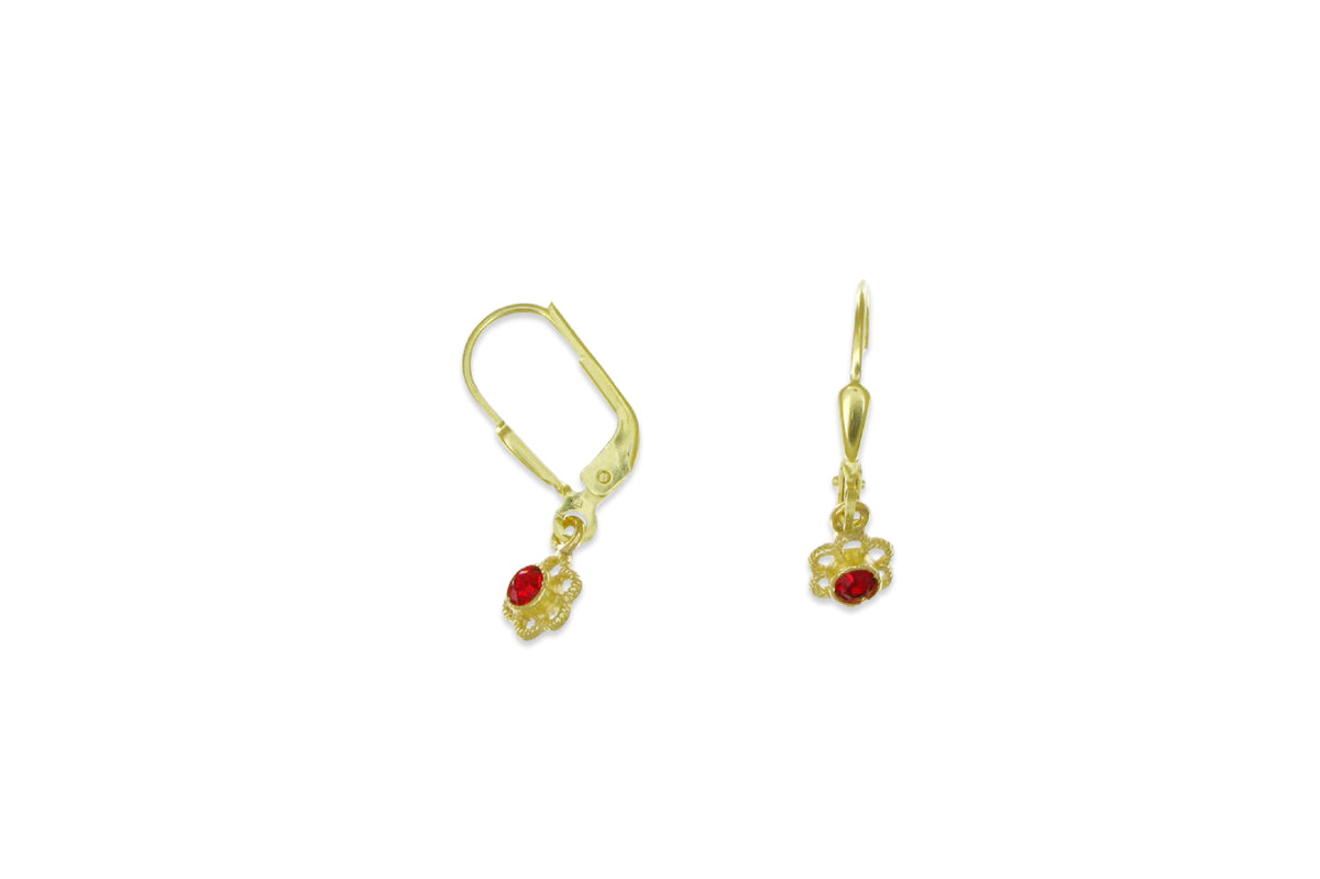 Palido Ohrhänger Blume • 333 Gold • Glasstein