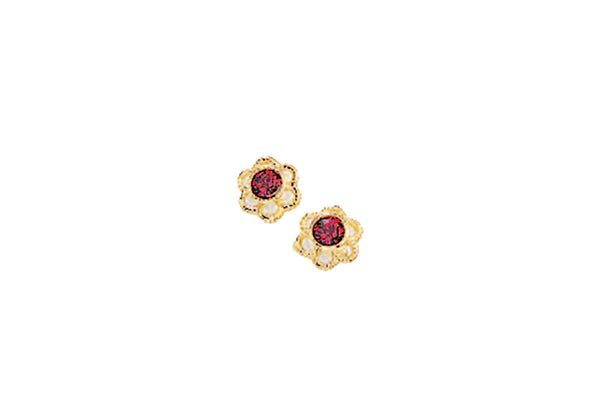 Palido Ohrstecker Blume • 333 Gold • synth. Rubin