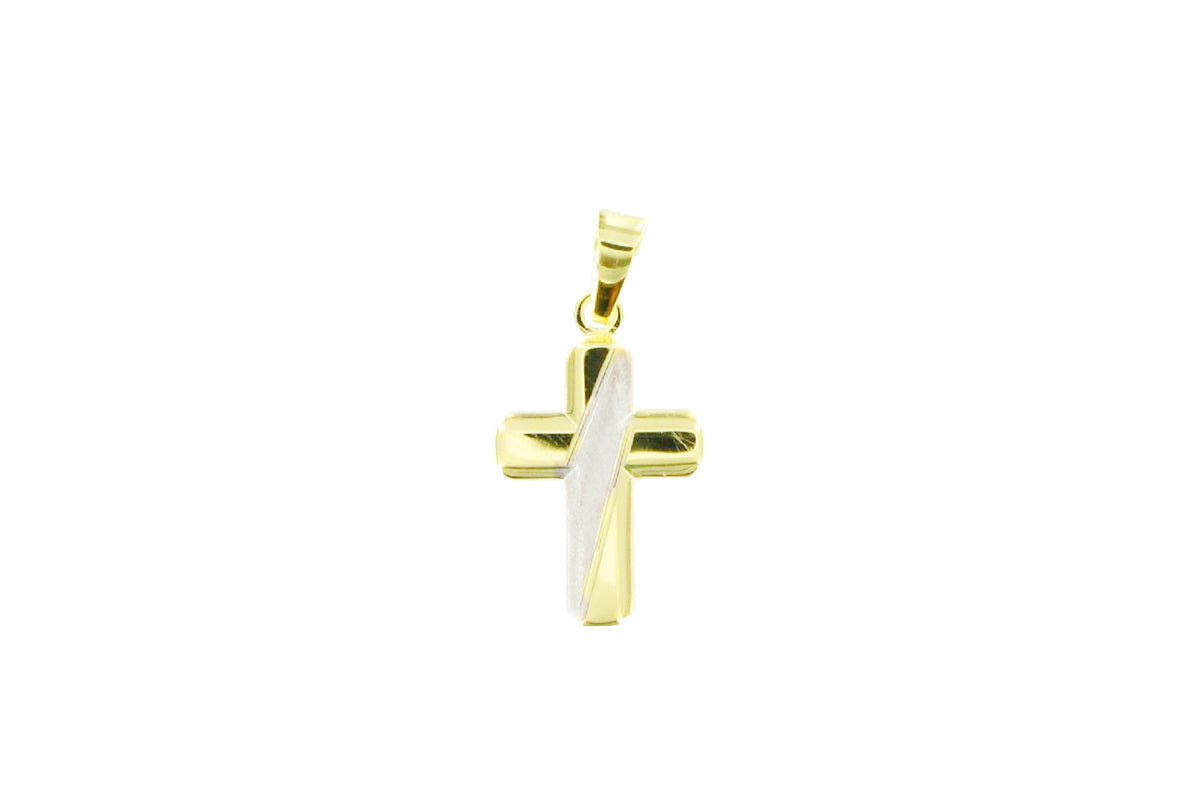 Palido Kreuz Anhänger • 333 Weiß- und Gelbgold