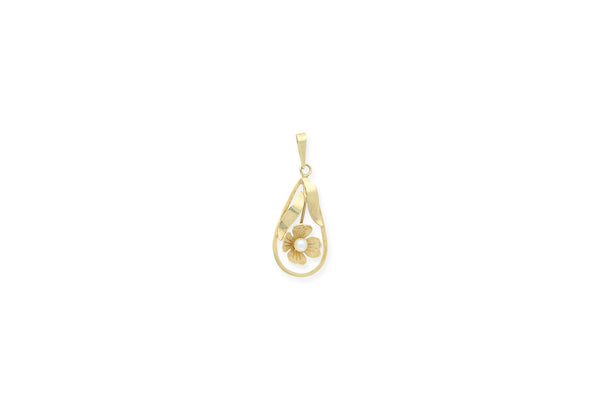 Anhänger Blume • 333 Gold • Zuchtperle