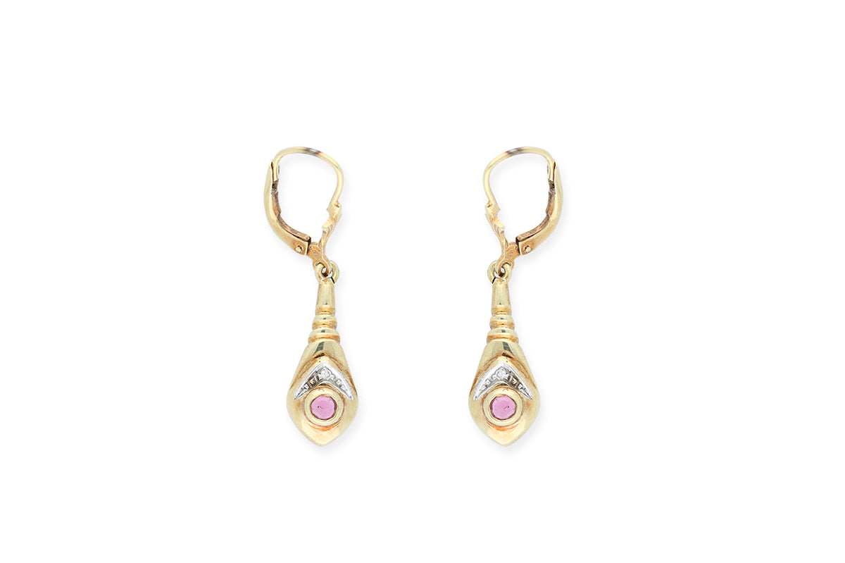 Ohrhänger • 585 Gold • Rubin • Diamanten