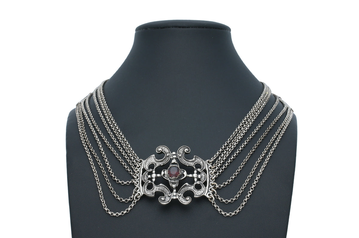 Trachten Kropfkette • 835 Silber • Granat
