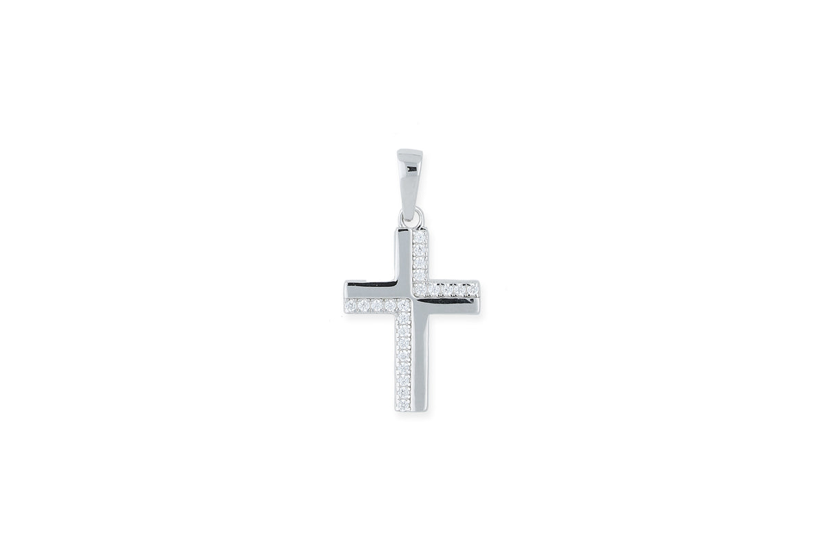 Kreuz Anhänger • 925 Silber • synth. Stein