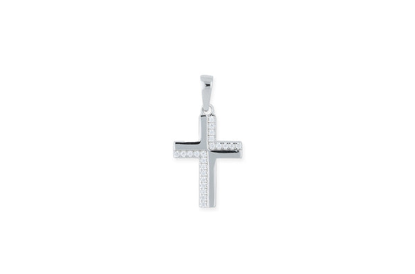Kreuz Anhänger • 925 Silber • synth. Stein