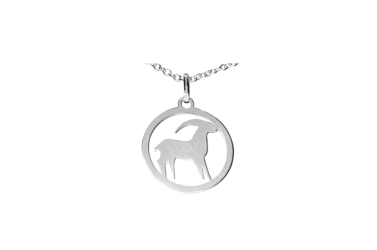Sternzeichen Steinbock Anhänger rund • 925 Silber