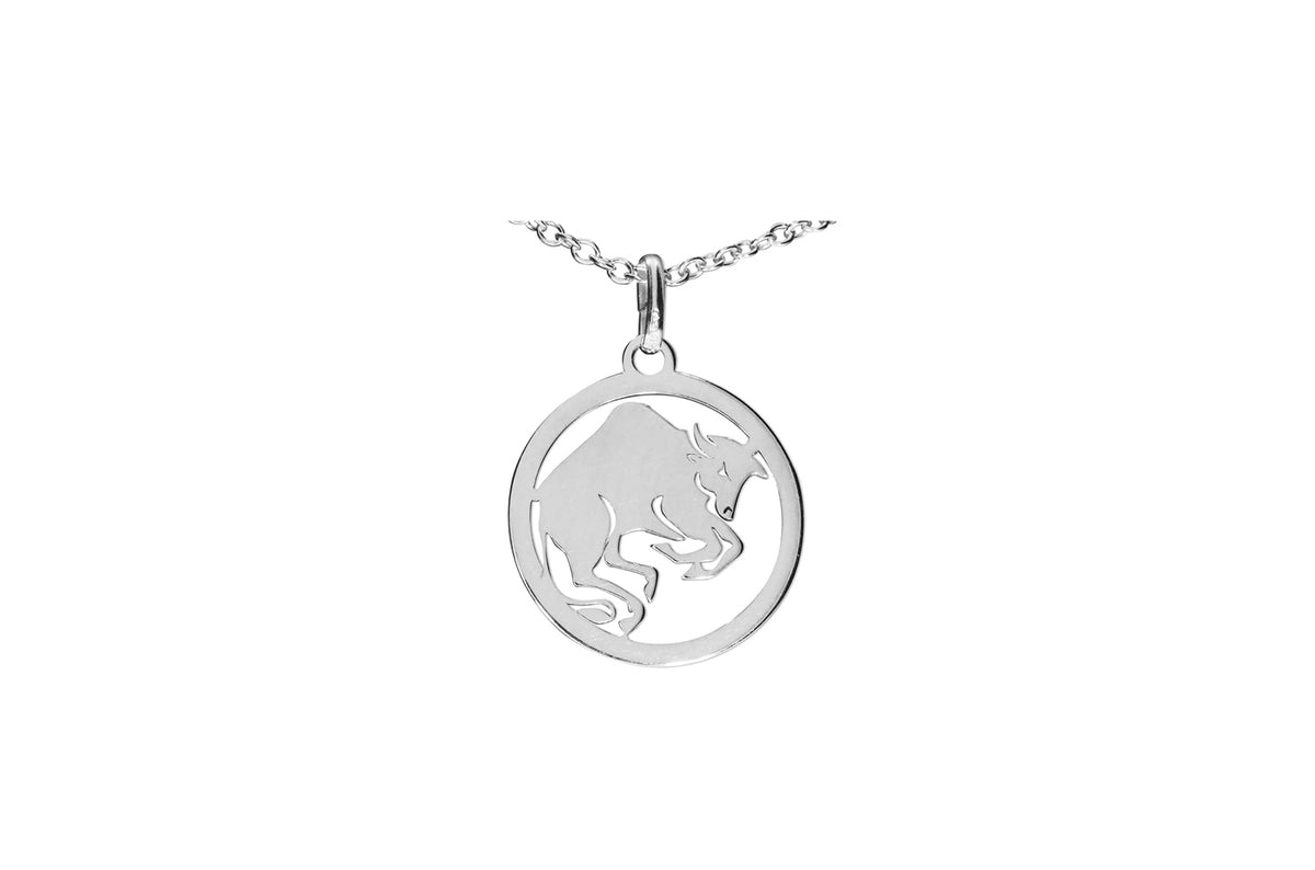Sternzeichen Stier ♉ Anhänger rund • 925 Silber