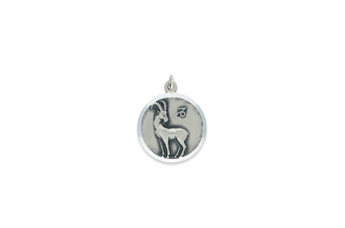 Sternzeichen Steinbock ♑ Anhänger rund • 925 Silber