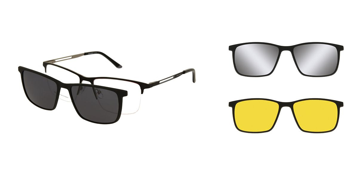 Spar-Set: Solano Halbrand Brille CL 10266 mit DREI polarisierten Magnet Sonnenclips