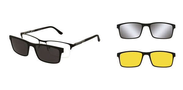 Spar-Set: Solano Halbrand Brille CL 10265 mit DREI polarisierten Magnet Sonnenclips