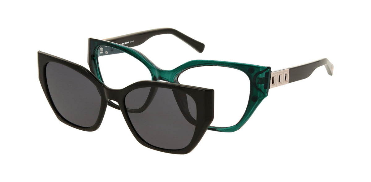 Solano Brille CL90282 E mit polarisiertem Magnet Sonnenclip · Grün