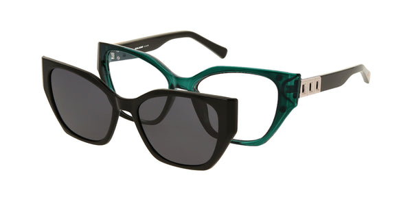 Solano Brille CL90282 E mit polarisiertem Magnet Sonnenclip · Grün