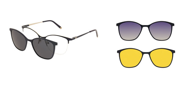 Spar-Set: Solano Halbrand Brille CL10273 mit DREI polarisierten Magnet Sonnenclips