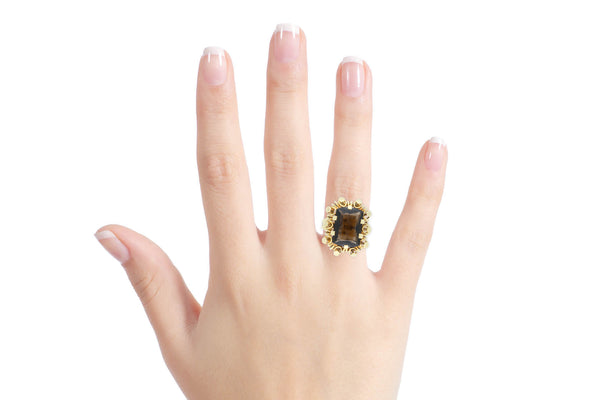 Ring • 333 Gold • synth. Rauchtopas