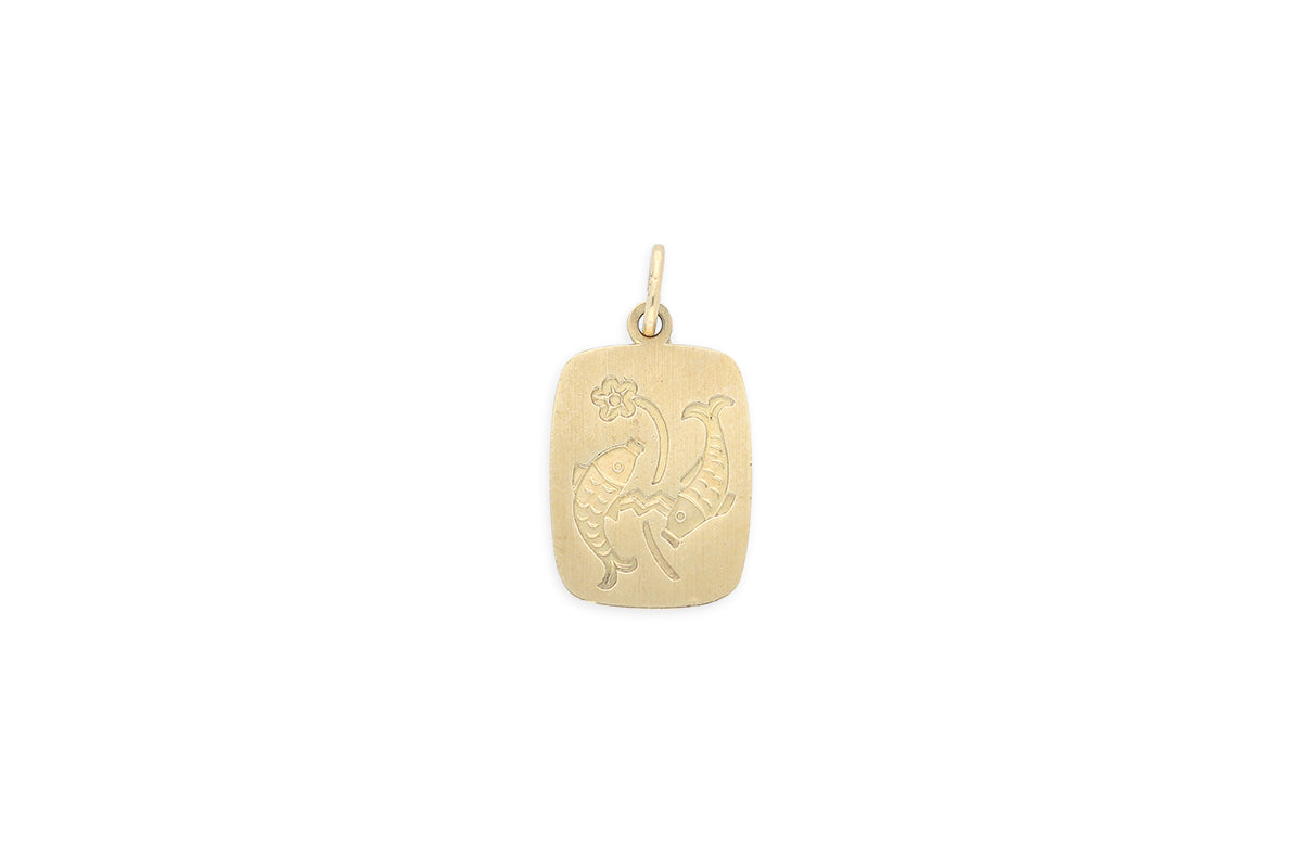 Sternzeichen Fische ♓ Anhänger rechteckig • 333 Gold