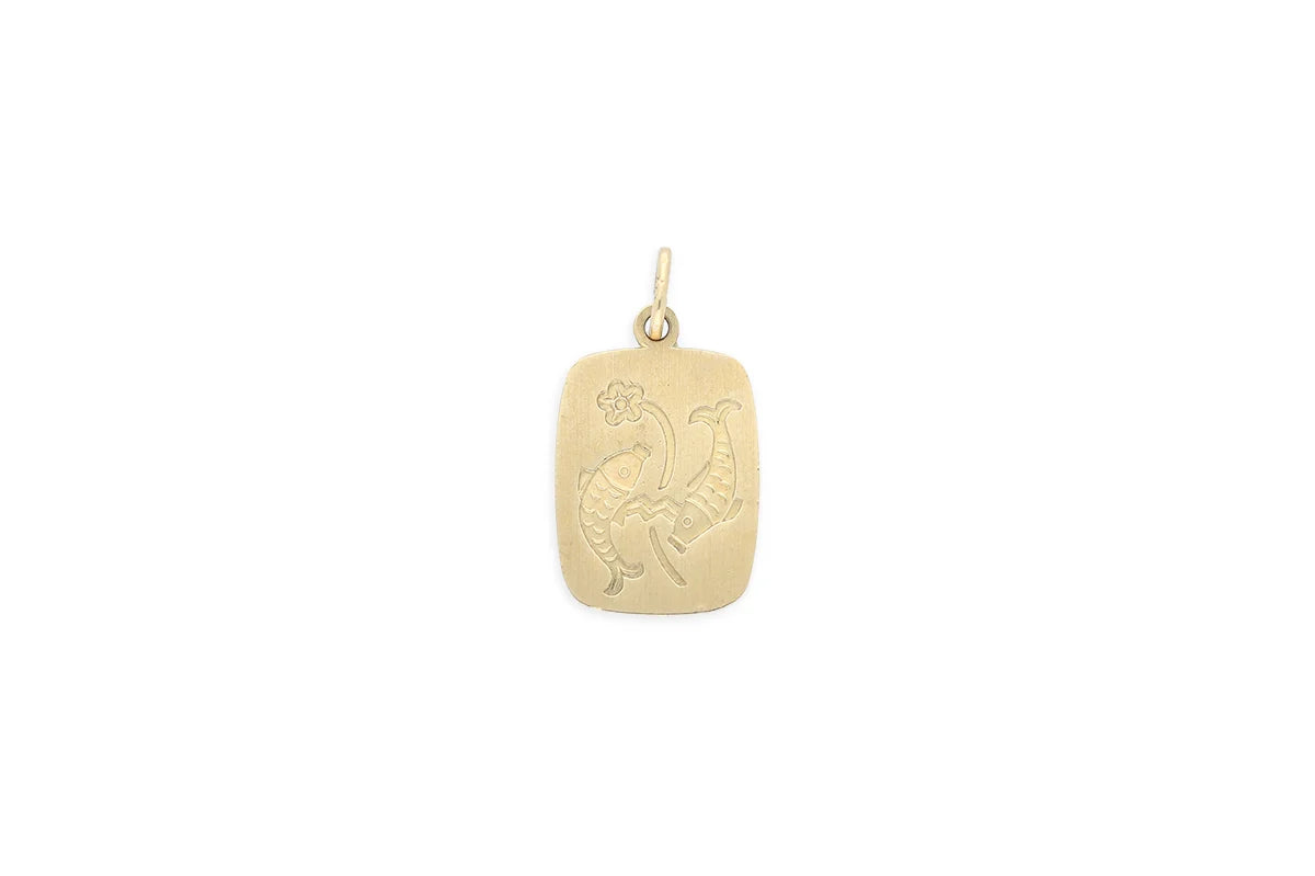Sternzeichen Fische ♓ Anhänger rechteckig • 333 Gold