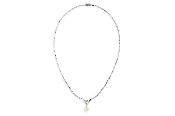 Collier • 585 Weißgold • Diamanten • Zuchtperle