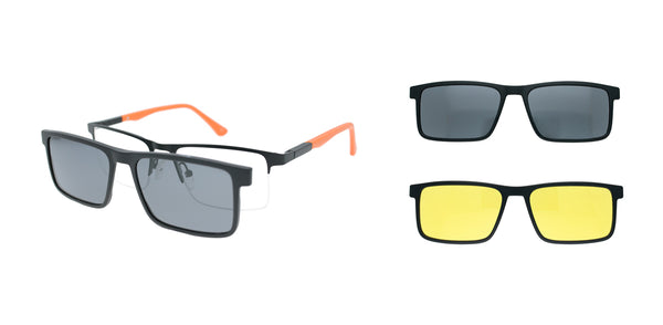 Spar-Set: Arctic Clip Halbrand Brille x205 C1 mit 2 polarisierten Sonnenclip