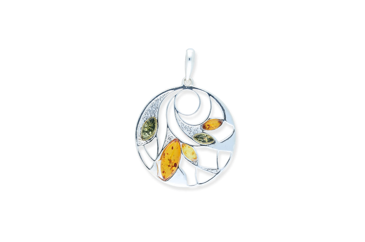 Bernstein Anhänger • 925 Silber • bunt