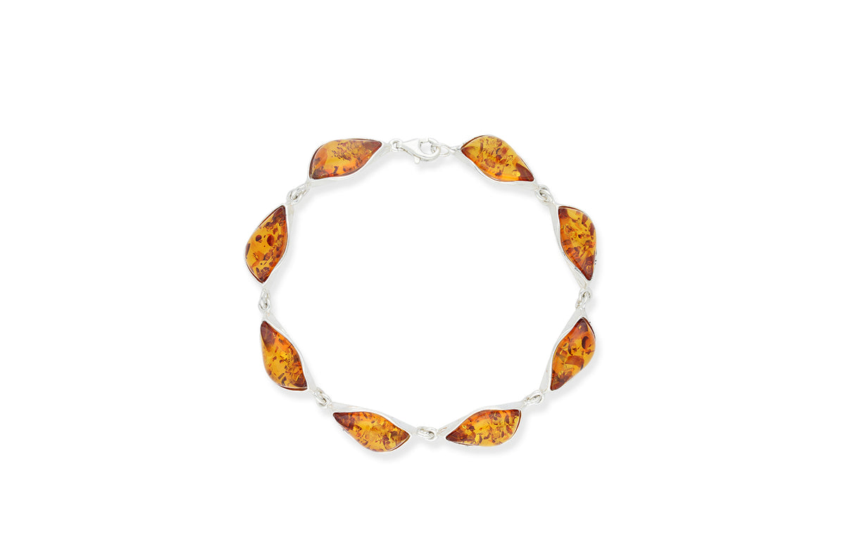 Bernstein Armband • 925 Silber • orange