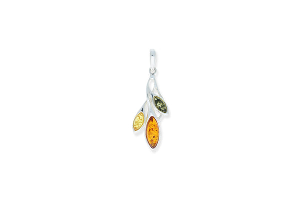 Bernstein Anhänger • 925 Silber • bunt