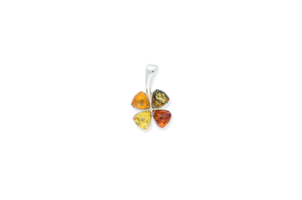 Bernstein Anhänger • 925 Silber • Kleeblatt