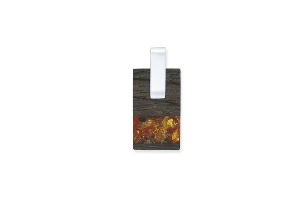 Bernstein Anhänger • 925 Silber • Holz