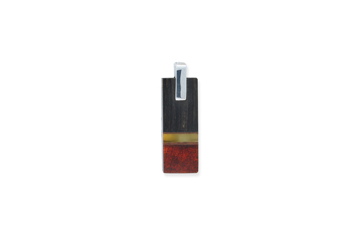 Bernstein Anhänger • 925 Silber • Holz
