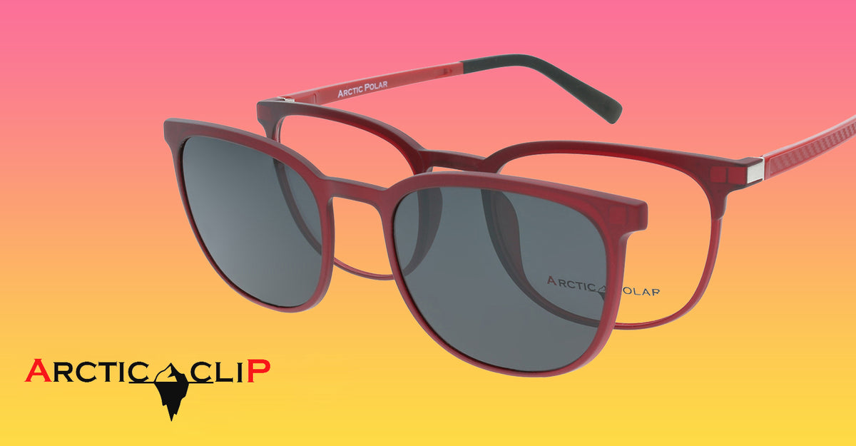 Arctic Polar Clip-On Brille in Rot mit magnetischem Sonnenclip