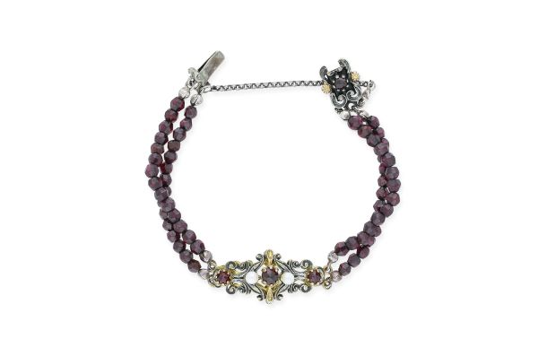 Armband • 835 Silber • Granat Zuchtperlen